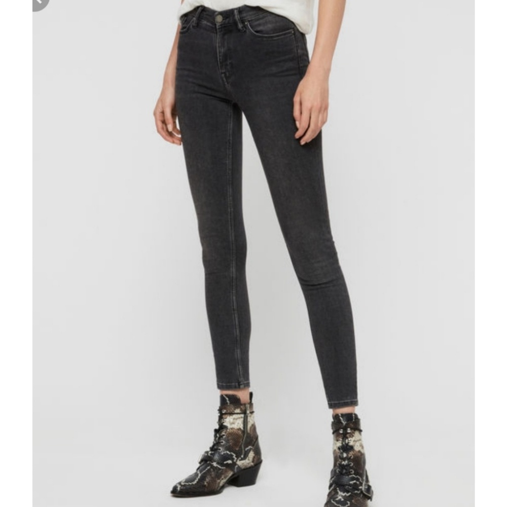 All Saints Washed Black High Rise Skinny Jeans